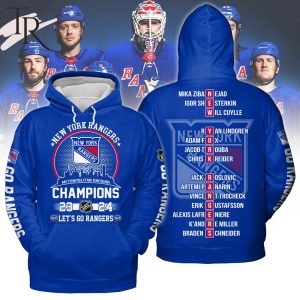 New York Rangers Metropolitan Division Champions 23-24 Let’s Go Rangers Hoodie – Blue