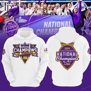2024 NCAA Gymnastics National National Champions LSU Tigers Hoodie – White
