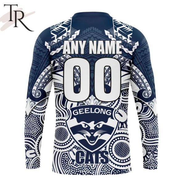 AFL Geelong Cats Special Indigenous Mix Polynesian Design Hoodie