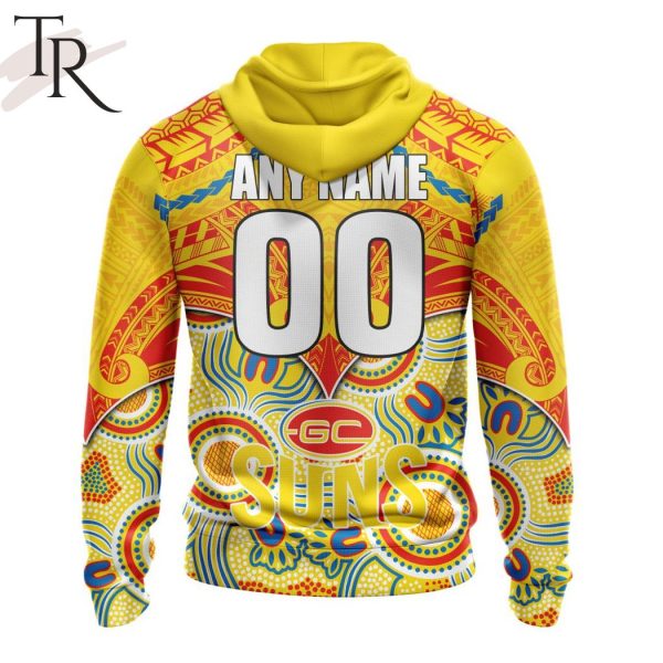 AFL Gold Coast Suns Special Indigenous Mix Polynesian Design Hoodie