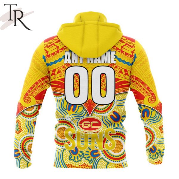 AFL Gold Coast Suns Special Indigenous Mix Polynesian Design Hoodie