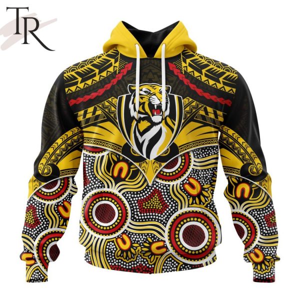 AFL Richmond Tigers Special Indigenous Mix Polynesian Design Hoodie