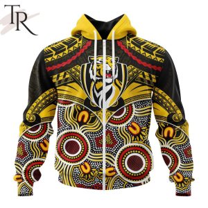 AFL Richmond Tigers Special Indigenous Mix Polynesian Design Hoodie