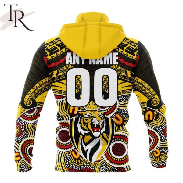 AFL Richmond Tigers Special Indigenous Mix Polynesian Design Hoodie