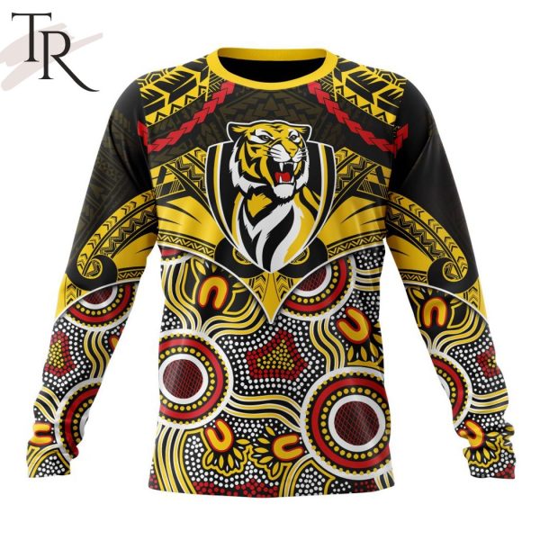 AFL Richmond Tigers Special Indigenous Mix Polynesian Design Hoodie