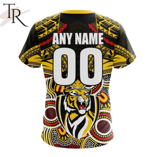 AFL Richmond Tigers Special Indigenous Mix Polynesian Design Hoodie