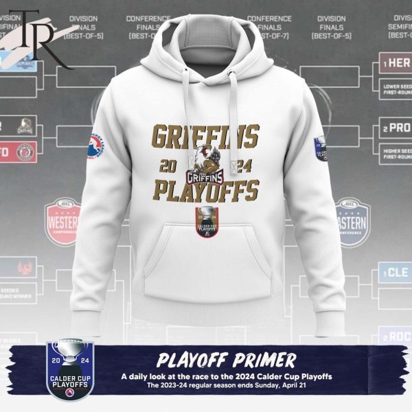 AHL Grand Rapids Griffins 2024 Calder Cup Playoffs Hoodie, Cap – White