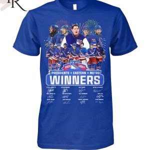 New York Rangers 2023-2024 Presidents + Eastern + Metro Winners T-Shirt