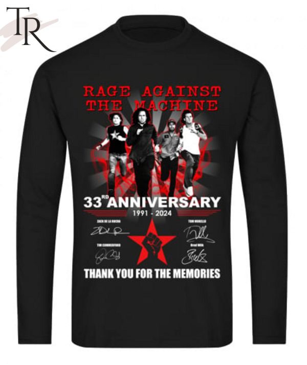 Rage Against The Machine 33rd Anniversary 1991-2024 Thank You For The Memories T-Shirt