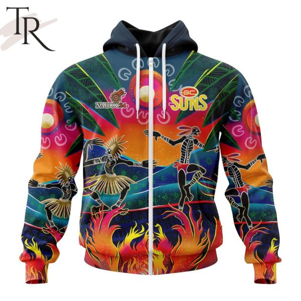 AFL Gold Coast Suns Special NAIDOC Week 2024 Keep The Fire Burning Design Hoodie