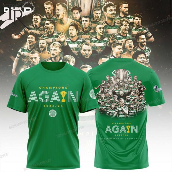 Celtic Champions Again 2023-24 Hoodie – Green