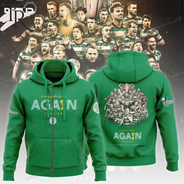 Celtic Champions Again 2023-24 Hoodie – Green
