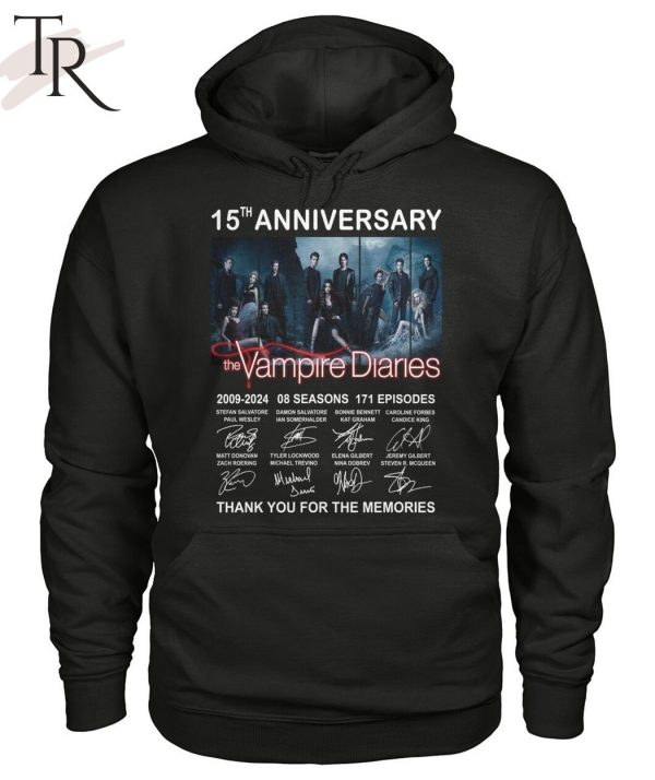 15th Anniversary The Vampire Diaries 2009-2024 08 Seasons 171 Episodes Thank You For The Memories T-Shirt