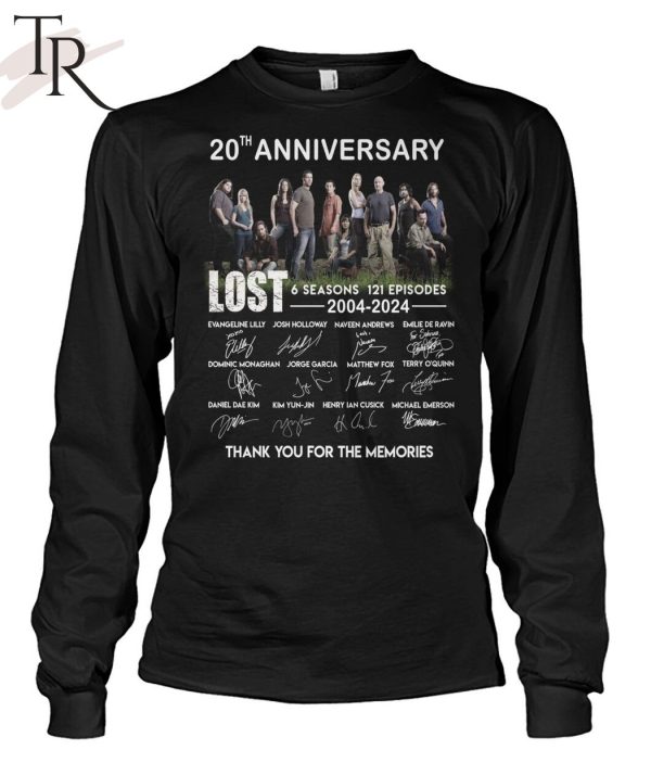 20th Anniversary LOST 6 Seasons 121 Episodes 2004-2024 Thank You For The Memories T-Shirt