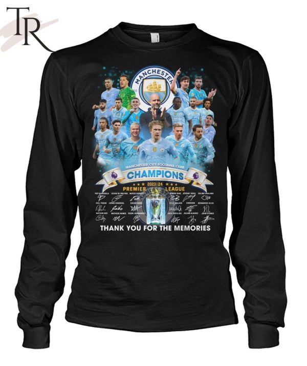 Manchester City Football Club Champions 2023-2024 Premier League Thank You For The Memories T-Shirt