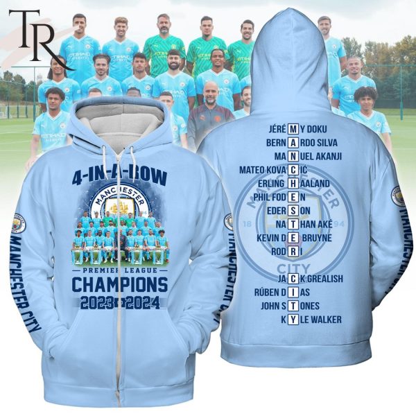 4-In-A-Row Manchester City Premier League Champions 2023-2024 Hoodie