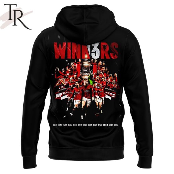 Manchester United Men’s FA Cup Winners 2024 13 Times Black Hoodie