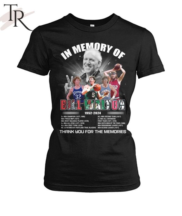 In Memory Of Bill Walton 1952-2024 Thank You For The Memories T-Shirt
