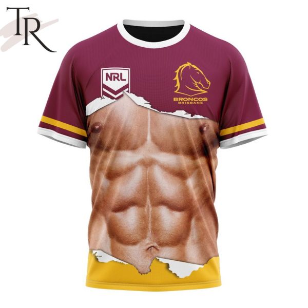 NRL Brisbane Broncos Special Men Ripped Design Hoodie