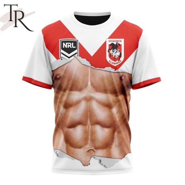 NRL St. George Illawarra Dragons Special Men Ripped Design Hoodie