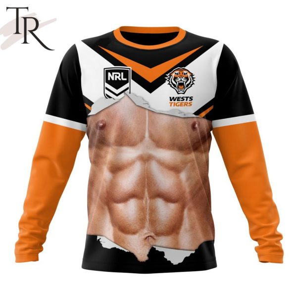 NRL Wests Tigers Special Men Ripped Design Hoodie