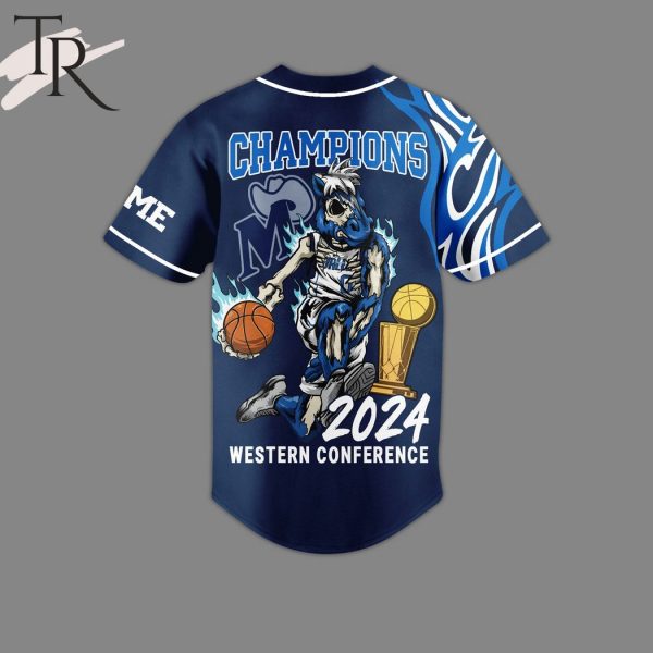 Dallas Mavericks Champions 2024 Western Conference Custom Baseball Jersey – Blue