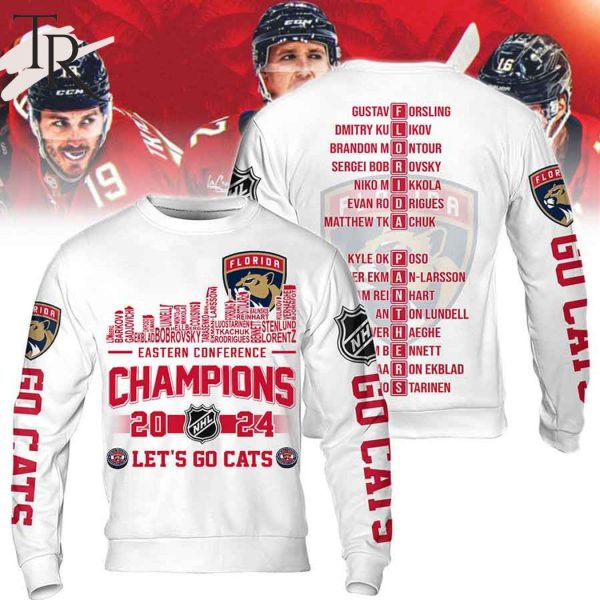 Eastern Conference Champions 2024 Florida Panthers Let’s Go Cats Hoodie – White