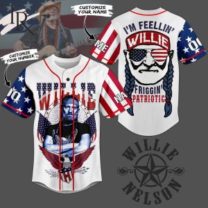 Willie Nelson I’m Feeling’ Friggin’ Patriotic Custom Baseball Jersey