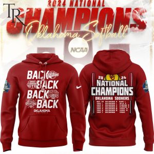 Back To Back To Back To Back Oklahoma Softball 2024 National Champions Hoodie, Longpants, Cap – Red