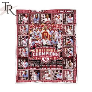 Oklahoma Sooners NCAA Four-Peat National Champions 2024 Thank You For The Memories Fleece Blanket