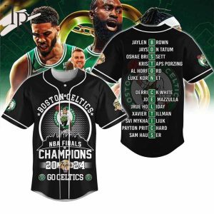Boston Celtics NBA Finals Champions 2024 Go Celtics Baseball Jersey – Black