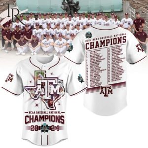 2024 NCAA Baseball National Champions Texas A&M Baseball Jersey – White