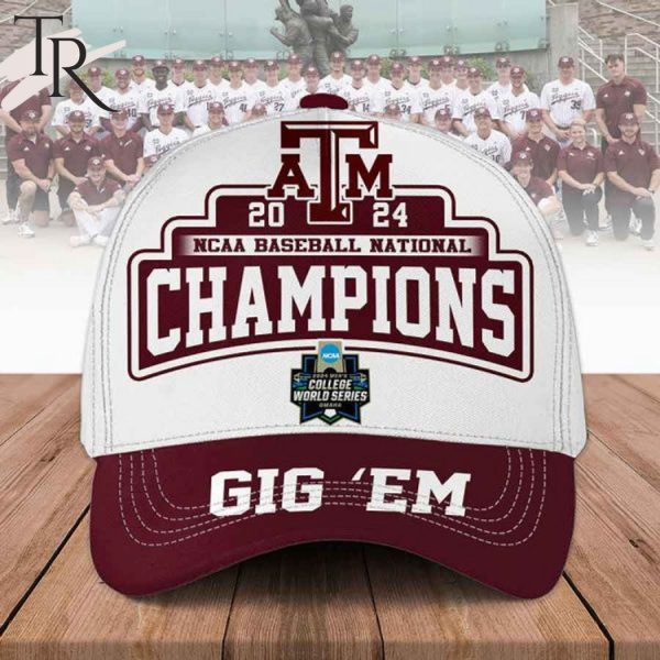 Texas A&M NCAA Baseball National Champions 2024 Gig ‘Em Cap – White