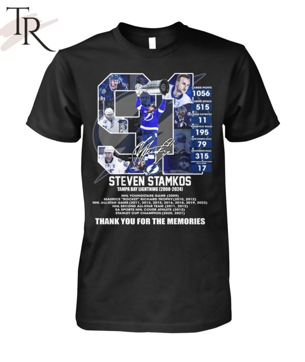 Steven Stamkos Tampa Bay Lightning 2008-2024 Thank You For The Memories T-Shirt