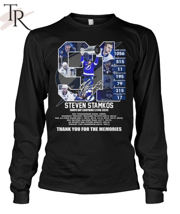 Steven Stamkos Tampa Bay Lightning 2008-2024 Thank You For The Memories T-Shirt