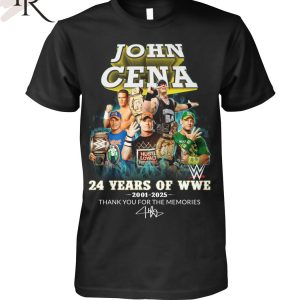 John Cena 24 Years Of WWE 2001-2025 Thank You For The Memories T-Shirt