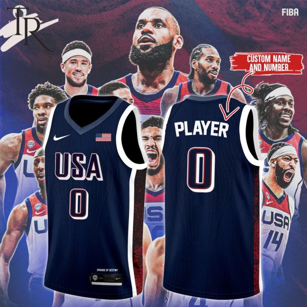 Custom Name And Number American Basketball Jersey 2024 – Blue