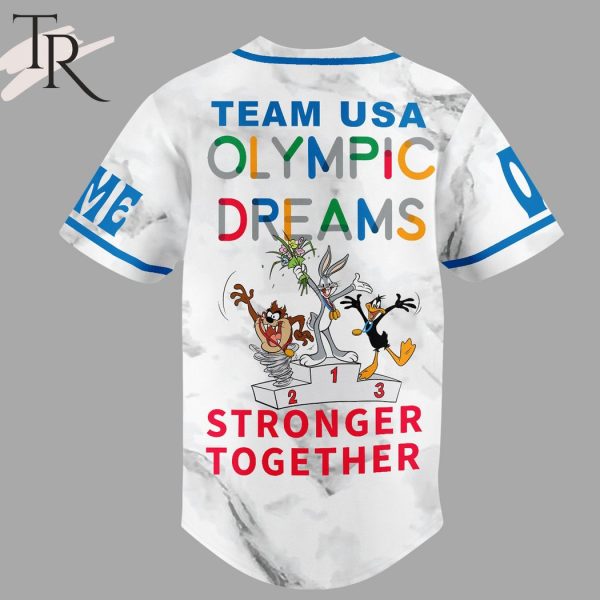 Team USA Looney Tunes Olympic Dreams Stronger Together Custom Baseball Jersey