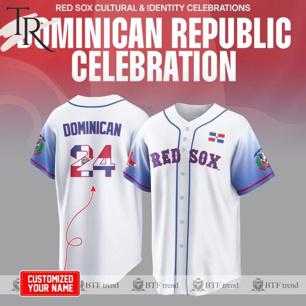 Boston Red Sox Dominican Republic Celebration 2024 Custom Baseball Jersey