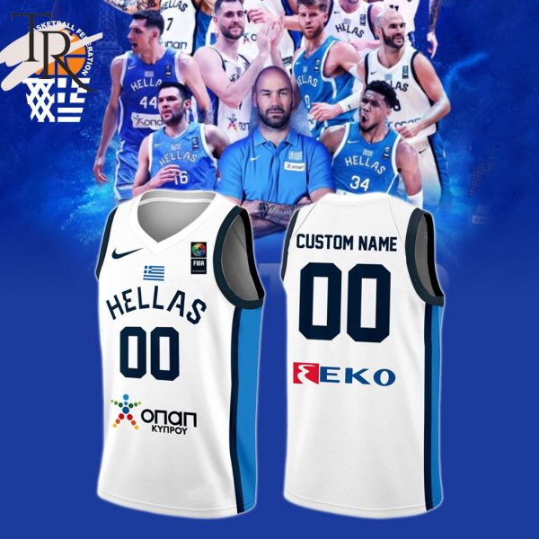 Greece Men’s National Basketball Team 2024 FIBA V.Basketball Jersey – White