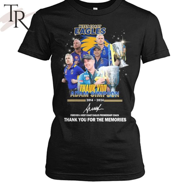 West Coast Eagles Adam Simpson 2014-2024 Thank You For The Memories T-Shirt