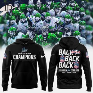 Florida Everblades 2024 Kelly Cup Champions Back To Back To Back 2022 2023 2024 Hoodie, Longpants, Cap – Black