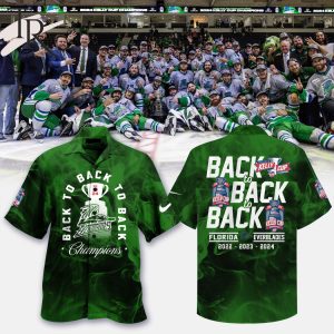 Back To Back To Back Florida Everblades 2022 – 2023 – 2024 Hawaiian Shirt – Green