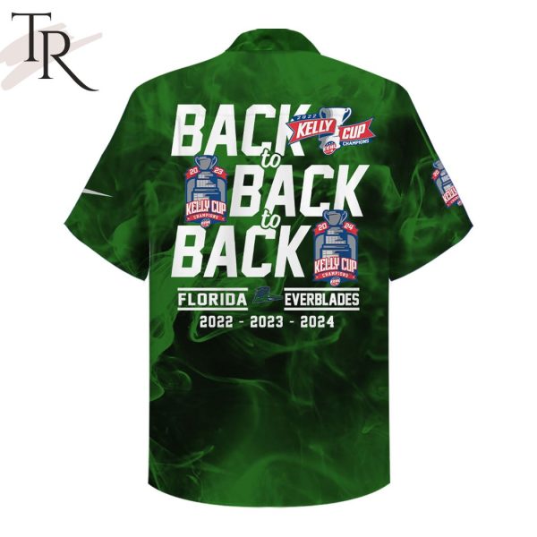 Back To Back To Back Florida Everblades 2022 – 2023 – 2024 Hawaiian Shirt – Green