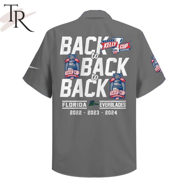 Back To Back To Back Florida Everblades 2022 – 2023 – 2024 Hawaiian Shirt – Grey