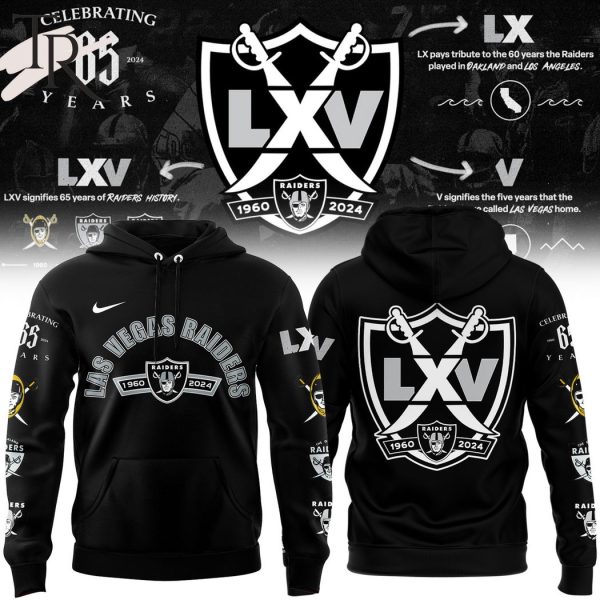 Las Vegas Raiders Celebrating 65 Years 1960-2024 Hoodie