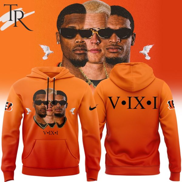 Cincinnati Bengals V IX I Tee Higgins, Joe Burrow, Ja’Marr Chase Hoodie, Cap – Orange