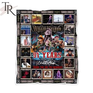 Willie Nelson 91 Years 1933-2024 Thank You For The Memories Fleece Blanket