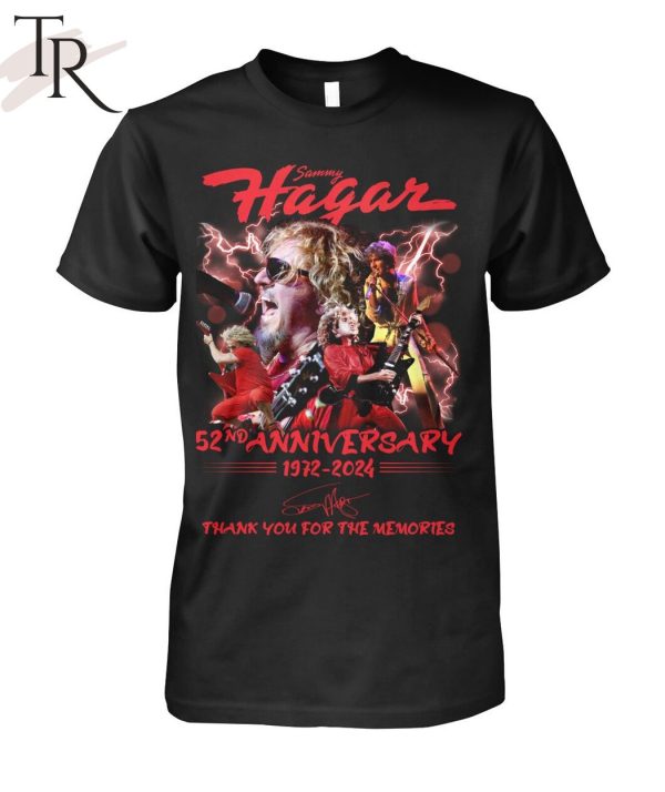 Sammy Hagar 52nd Anniversary 1972-2024 Thank You For The Memories T-Shirt