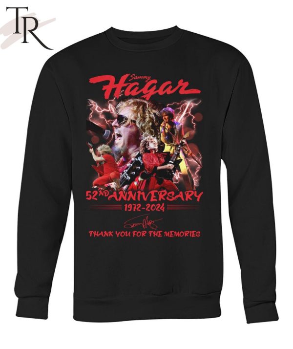 Sammy Hagar 52nd Anniversary 1972-2024 Thank You For The Memories T-Shirt